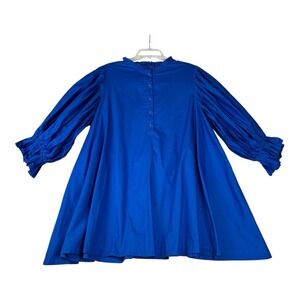 Sincerely Ours Dress Womens Large‎ Royal Blue Cotton Poplin Swing Smock Tunic